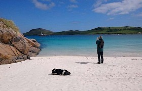 Vatersay with local Madam the dog