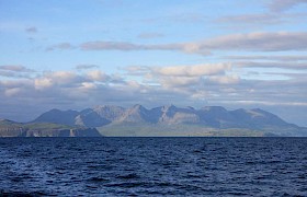 Elizabeth G passing the Cuillins on her way to the Shiant Islands