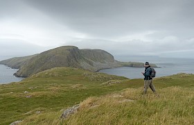 Guest ashore at the Shiants, photo Chris Gomersall