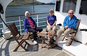 Hilary on deck with shipmates