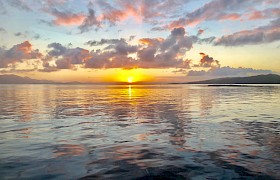 Scottish cruise sunrise off Canna, the Small Isles