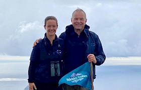 Rob on Conachair, St Kilda with wildlife guide Lynsey