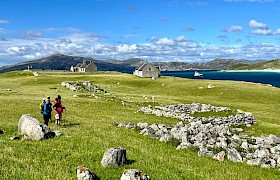 Emma Jane anchored off Scarp for onshore walk by Guide Lynsey Bland