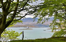 Emma Jane through the trees at Ulva (Photo James Fairbairns)