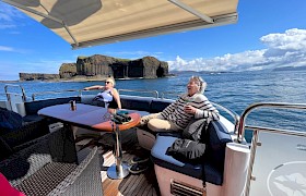 Guests enjoying aft deck area at Staffa