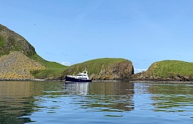 Emma Jane anchored at the Shiants (Taken by Skipper Chris McKinlay)